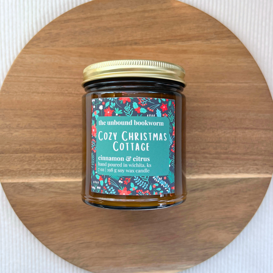 Cozy Christmas Cottage | 7 oz Soy Book Candle