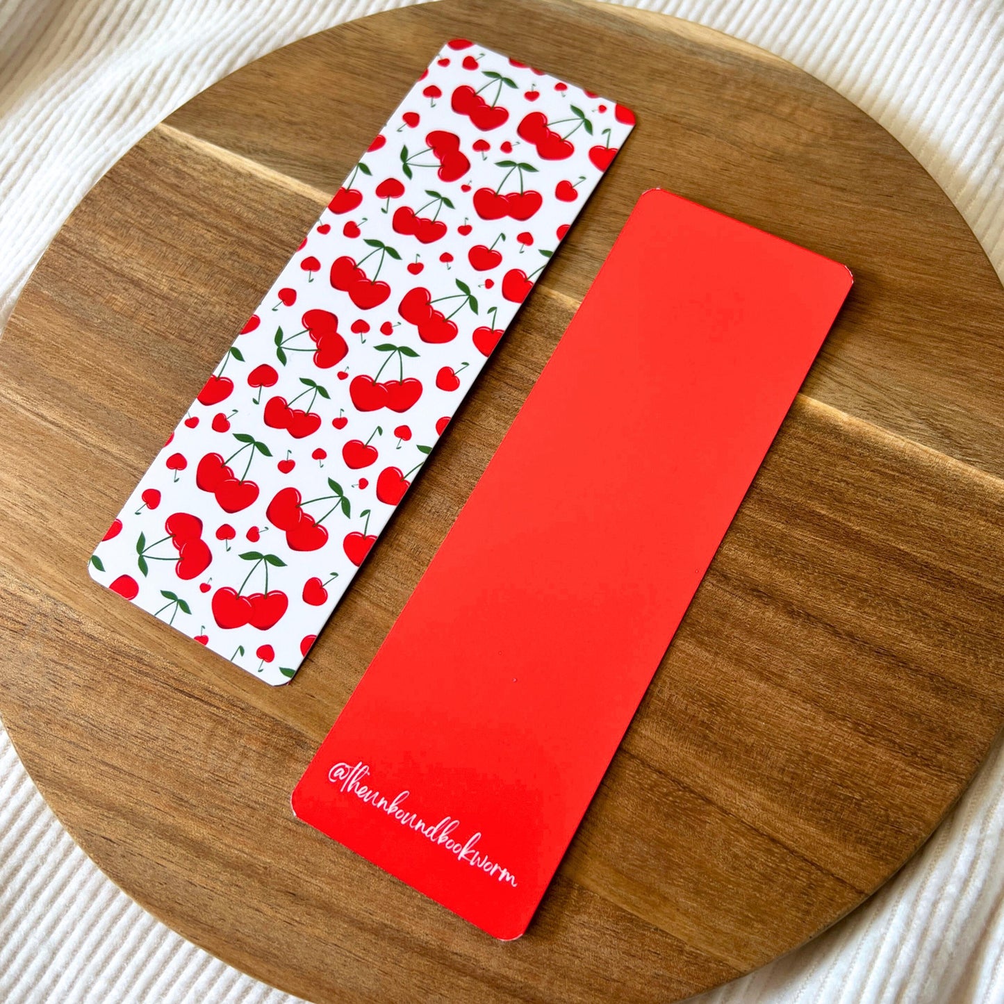 Cherry Pattern Soft-Touch, Double-Sided Bookmark
