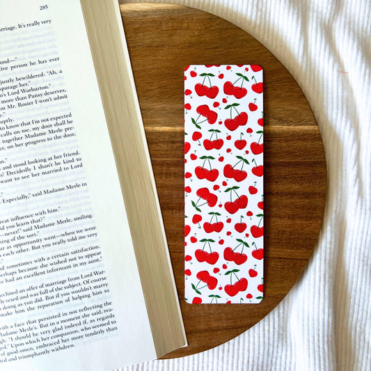 Cherry Pattern Soft-Touch, Double-Sided Bookmark