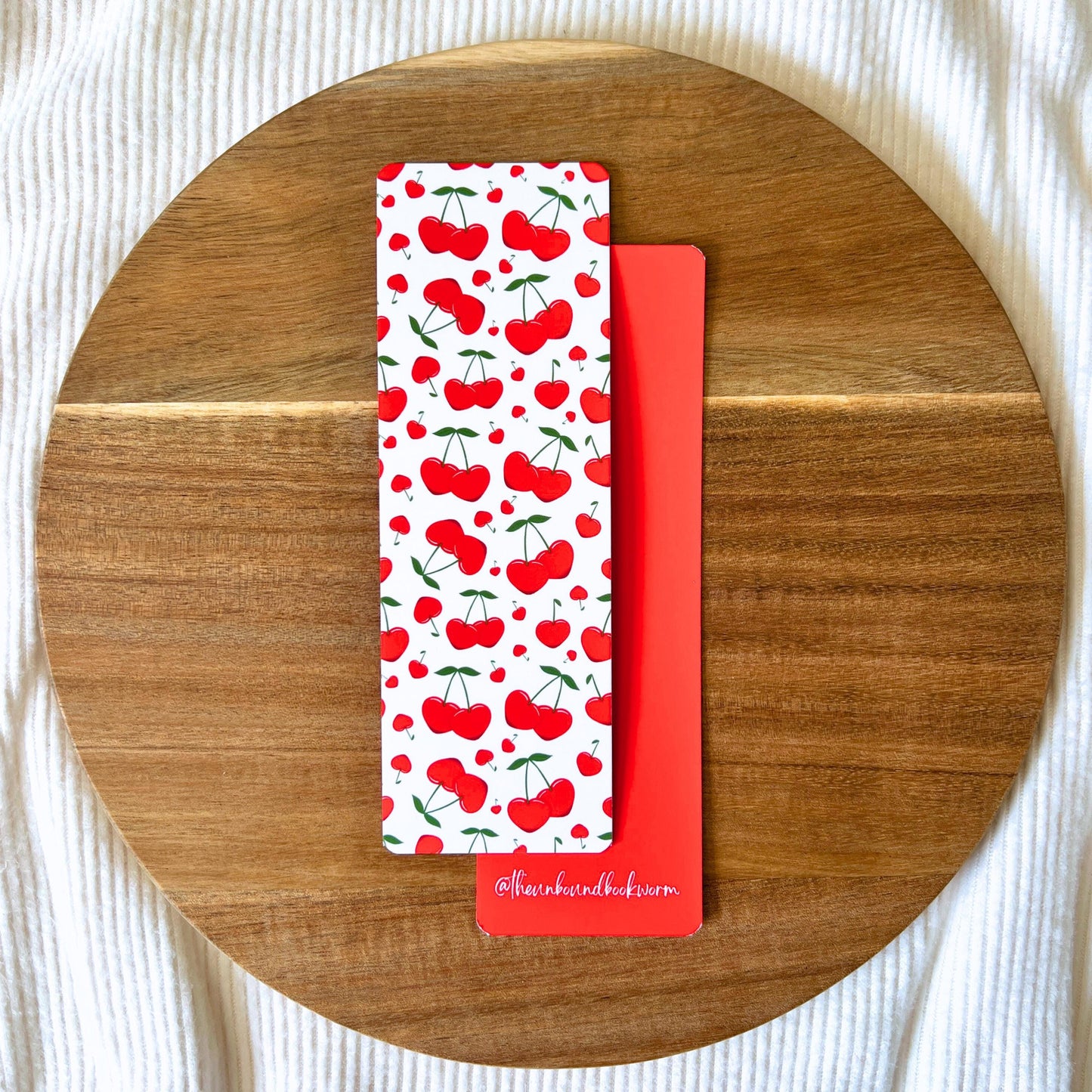Cherry Pattern Soft-Touch, Double-Sided Bookmark