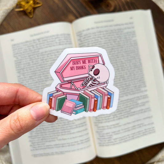 Bury Me With My Bookish Kawaii Sticker