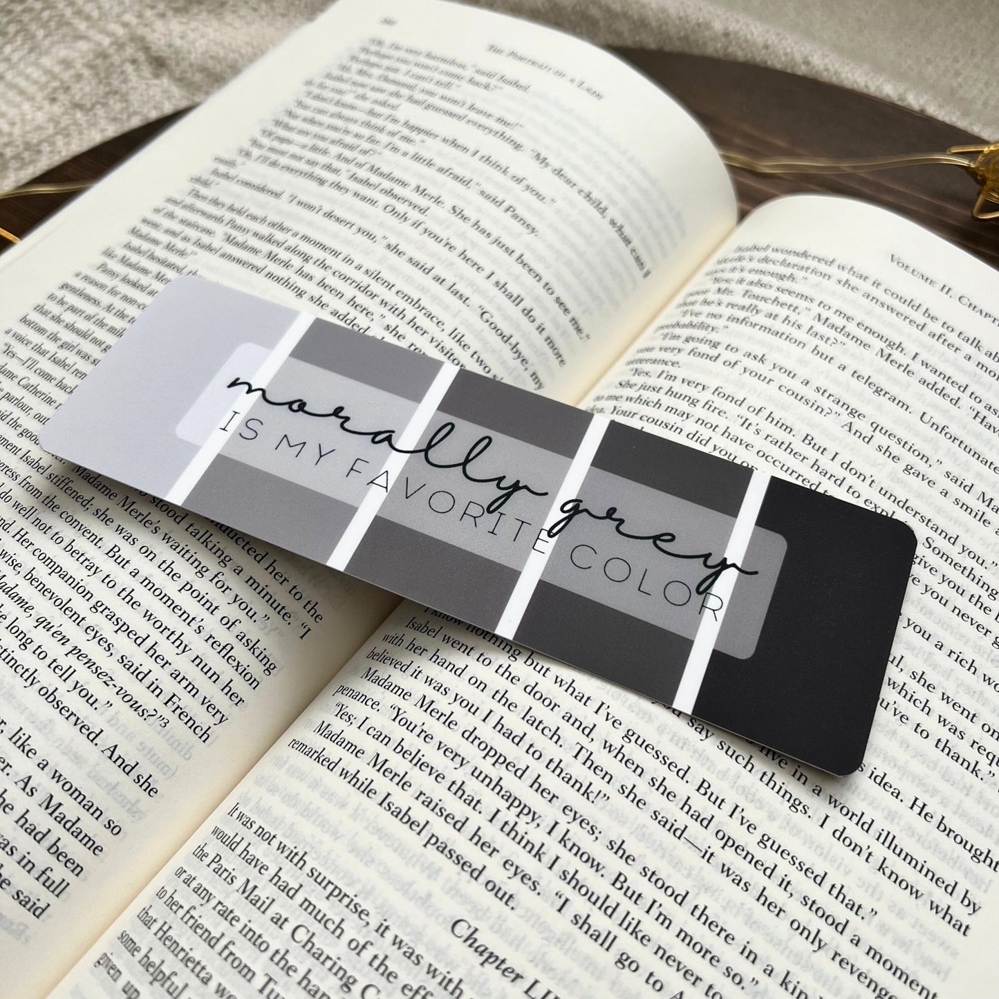 Morally Grey Soft-Touch Bookmark