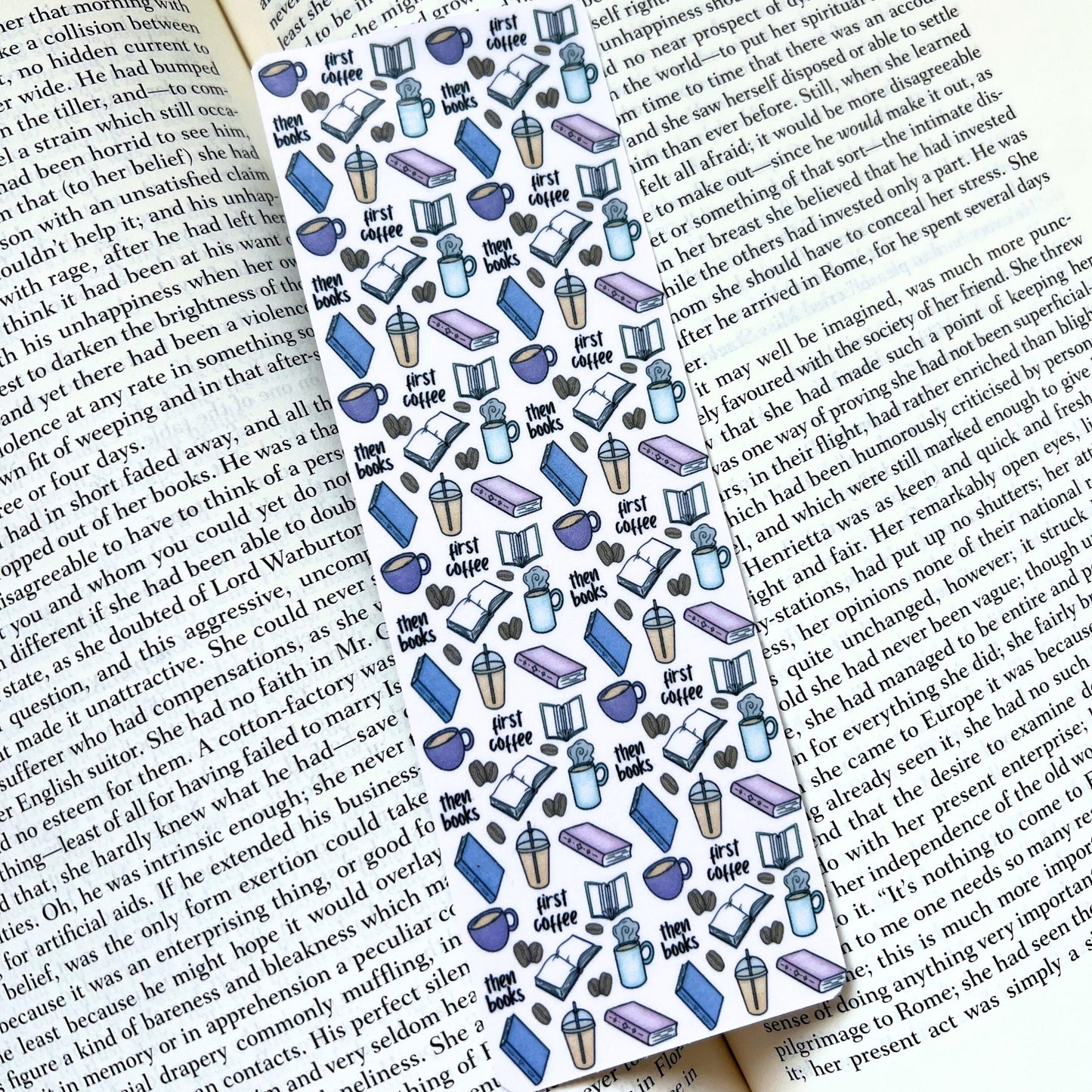 First Coffee, Then Books Laminated Bookmark