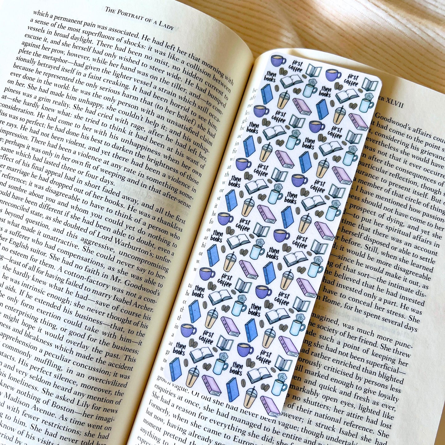 First Coffee, Then Books Laminated Bookmark