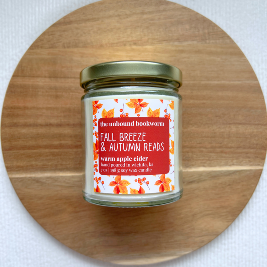 Fall Breeze & Autumn Reads Book Candle | 7 oz Soy Candle