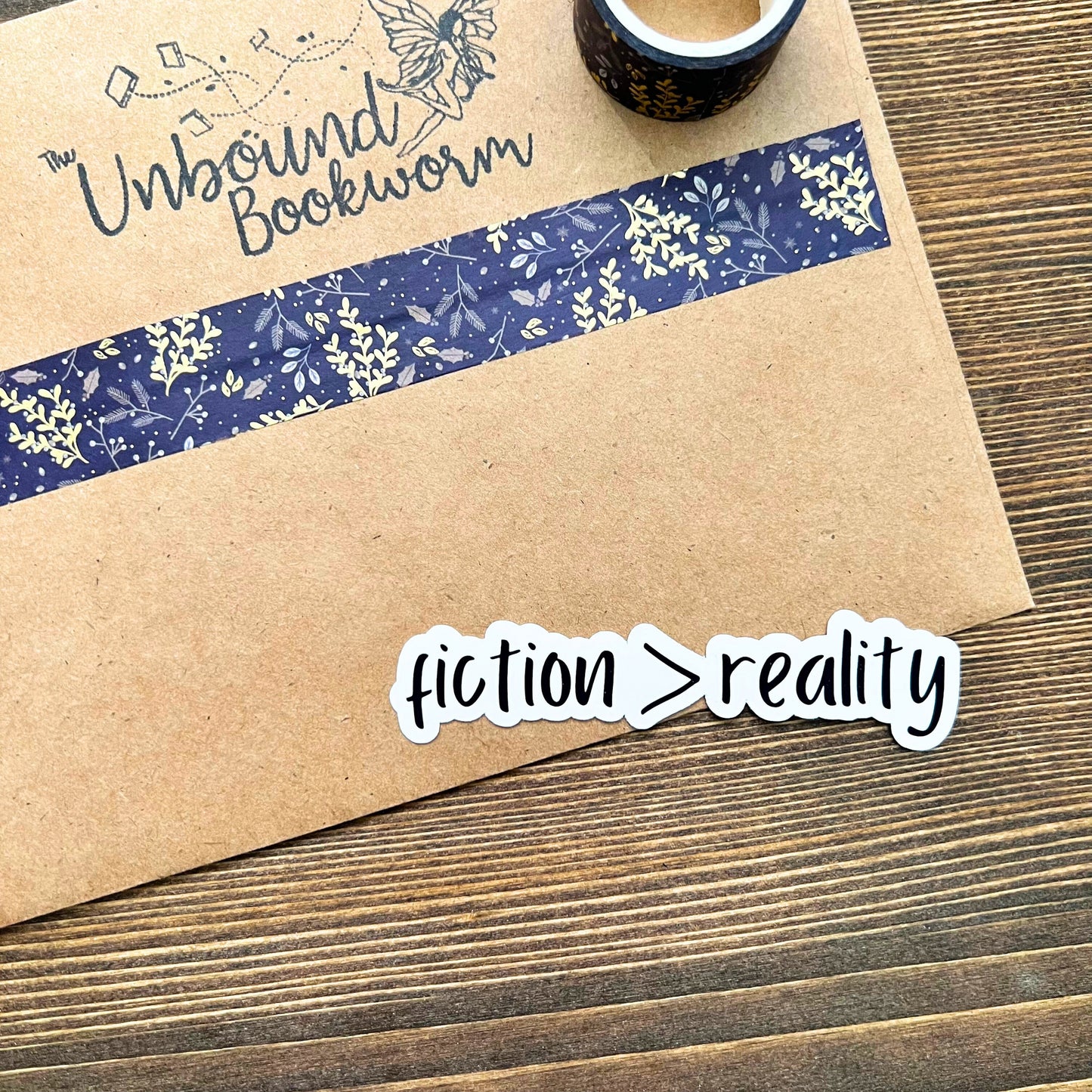 Fiction > Reality Sarcastic Bookish Sticker |