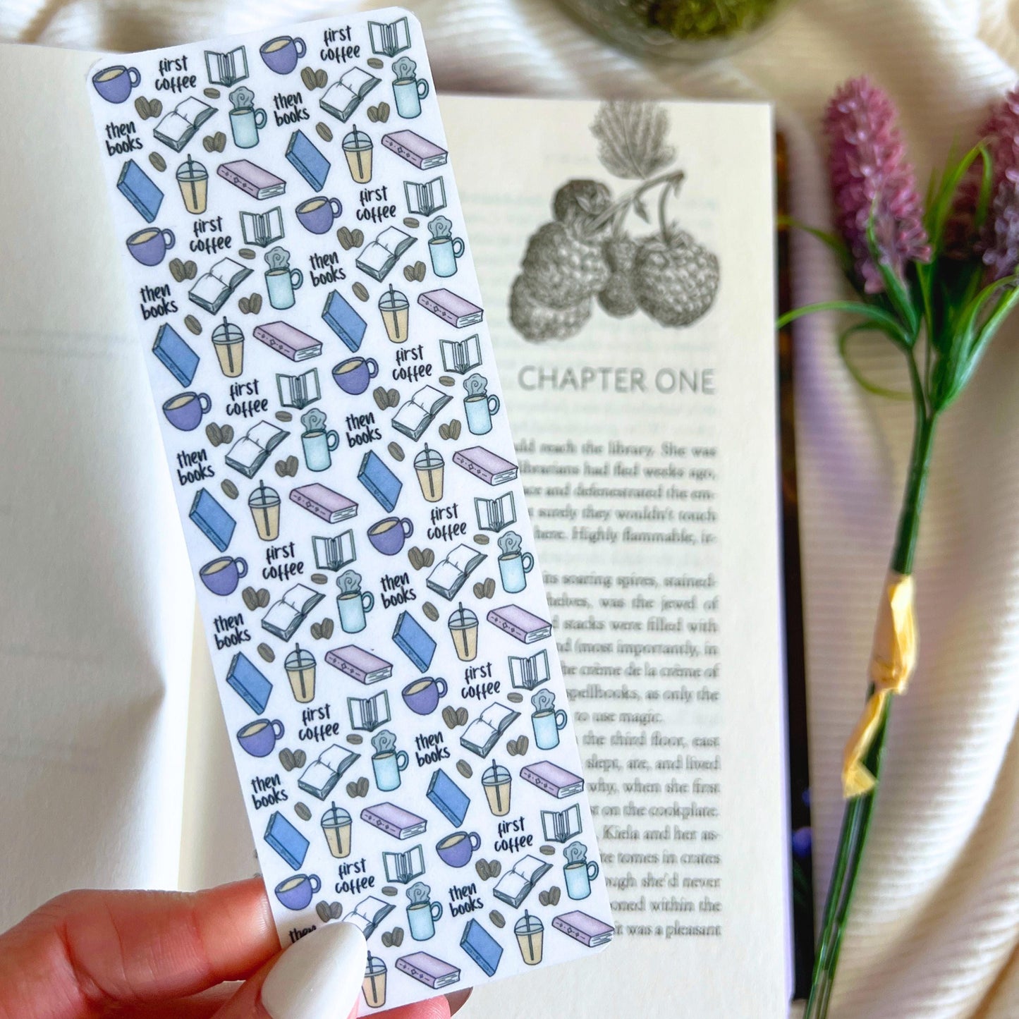 First Coffee, Then Books Laminated Bookmark