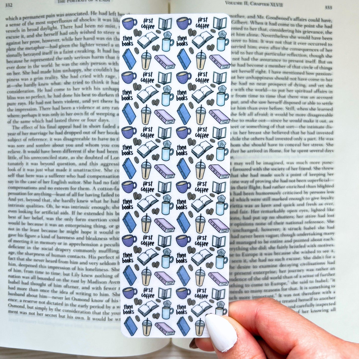 First Coffee, Then Books Laminated Bookmark