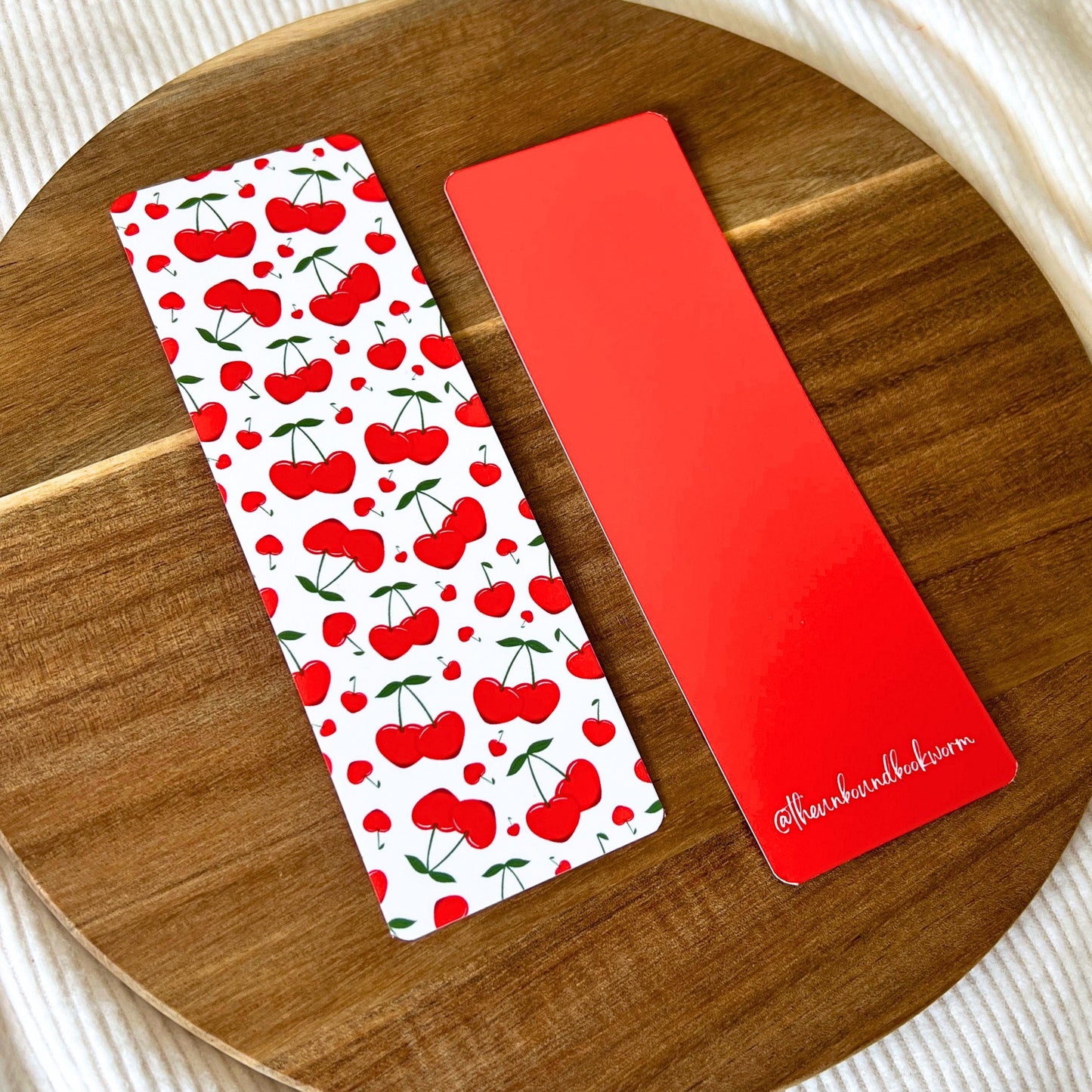 Cherry Pattern Soft-Touch, Double-Sided Bookmark