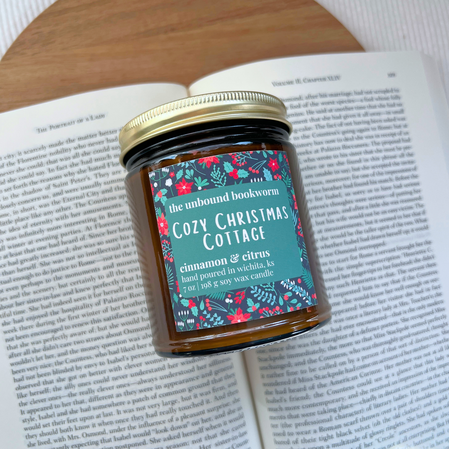 Cozy Christmas Cottage | 7 oz Soy Book Candle