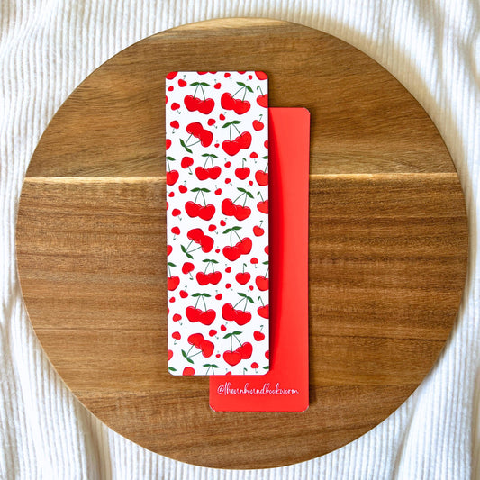 Cherry Pattern Soft-Touch, Double-Sided Bookmark