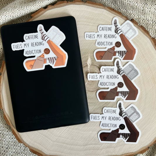 Caffeine Fuels My Reading Addiction Bookish Sticker