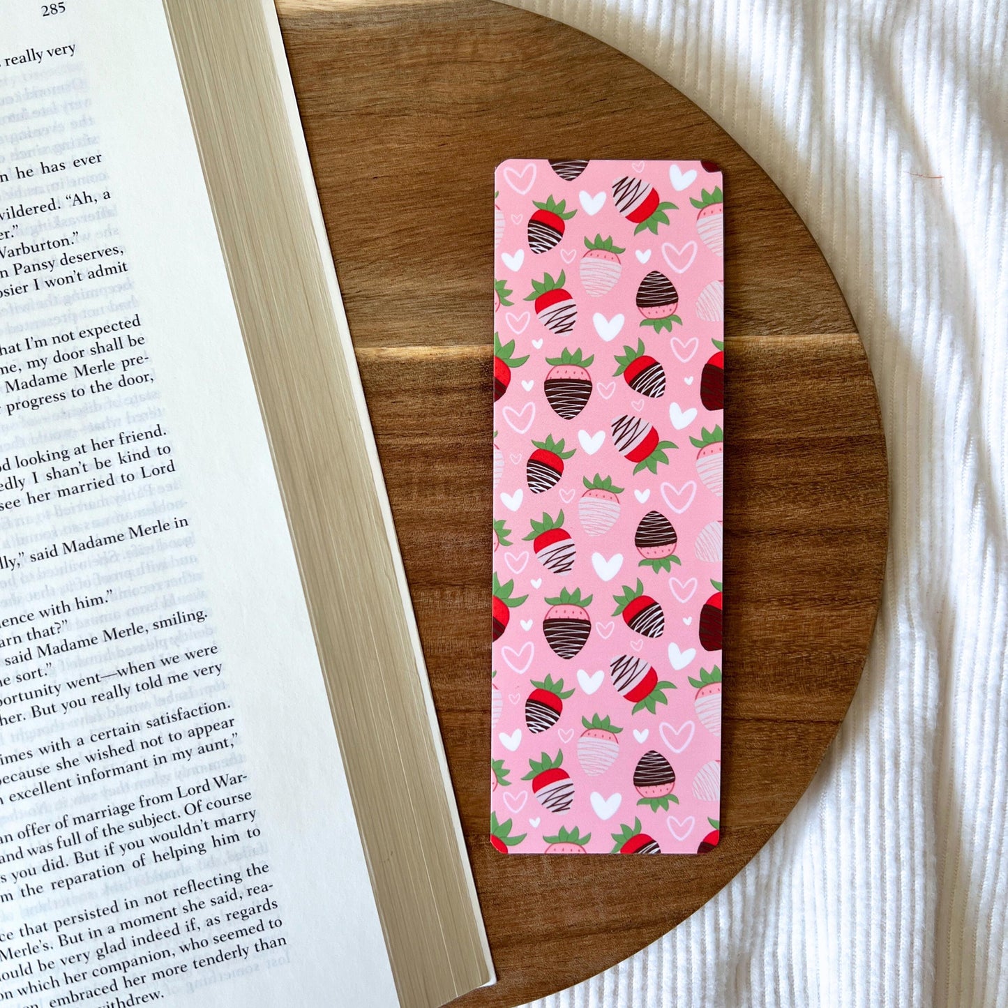 Chocolate Covered Strawberry Soft-Touch, Double-Sided Bookmark