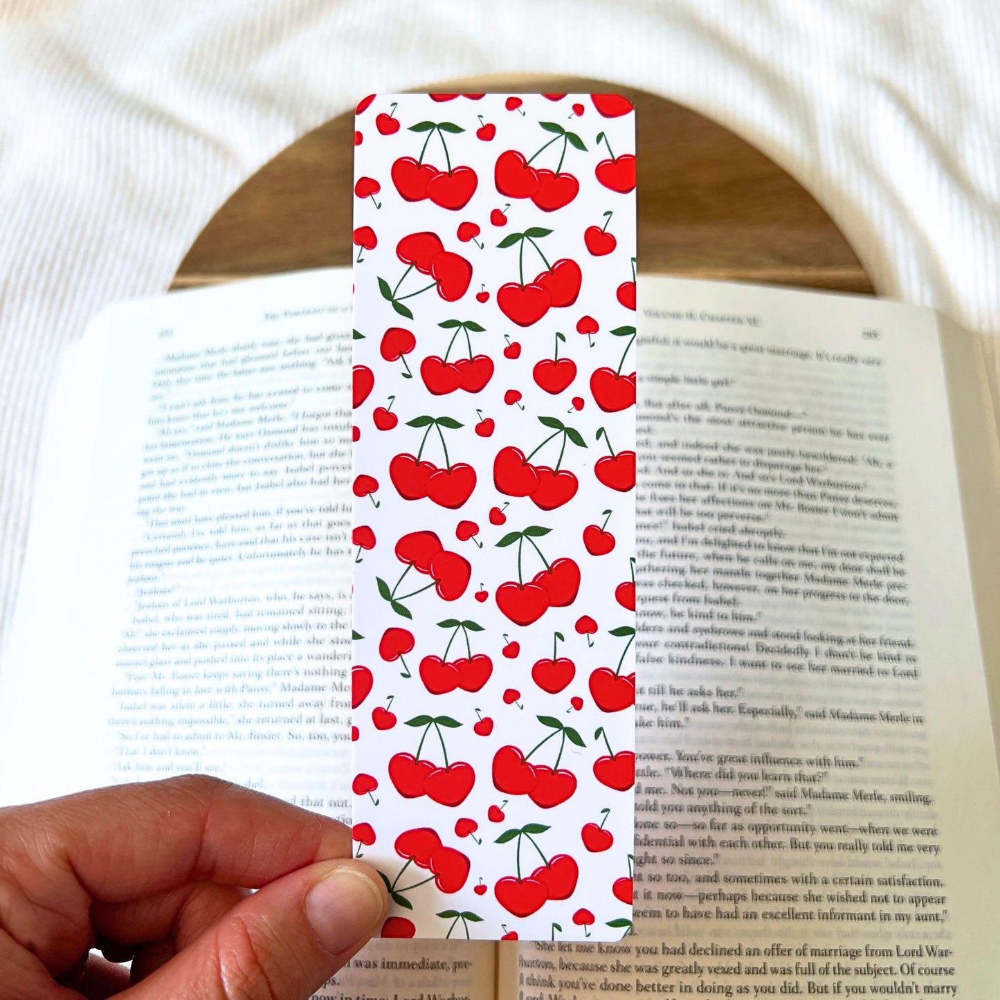 Cherry Pattern Soft-Touch, Double-Sided Bookmark
