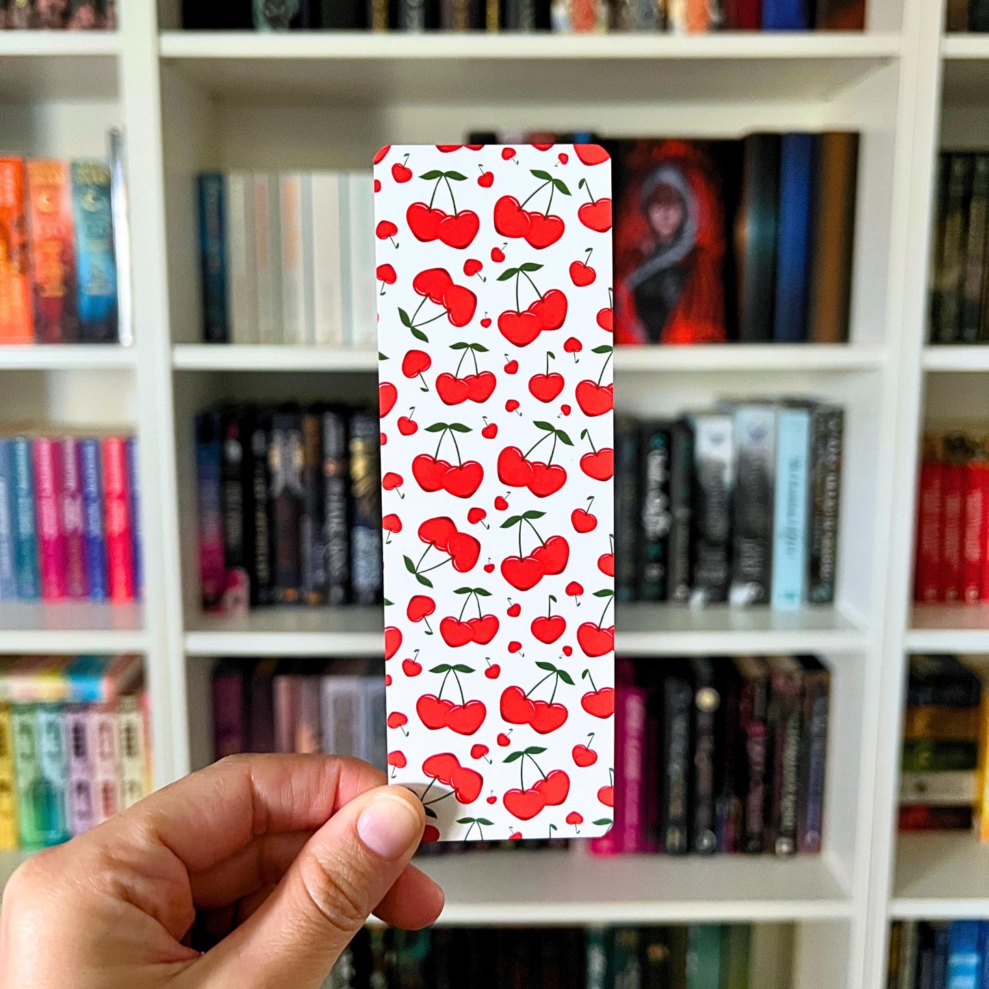 Cherry Pattern Soft-Touch, Double-Sided Bookmark