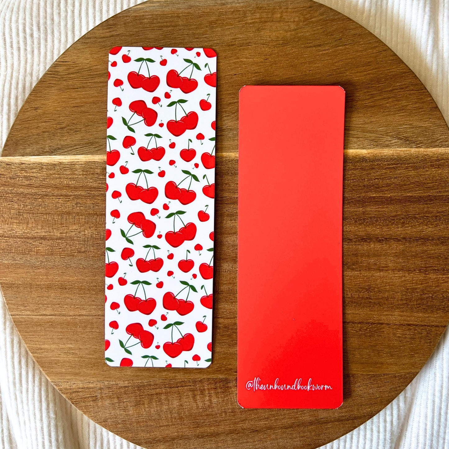 Cherry Pattern Soft-Touch, Double-Sided Bookmark