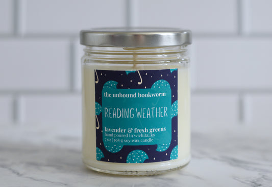 Lavender and Fresh Greens Scented Bookish Candle