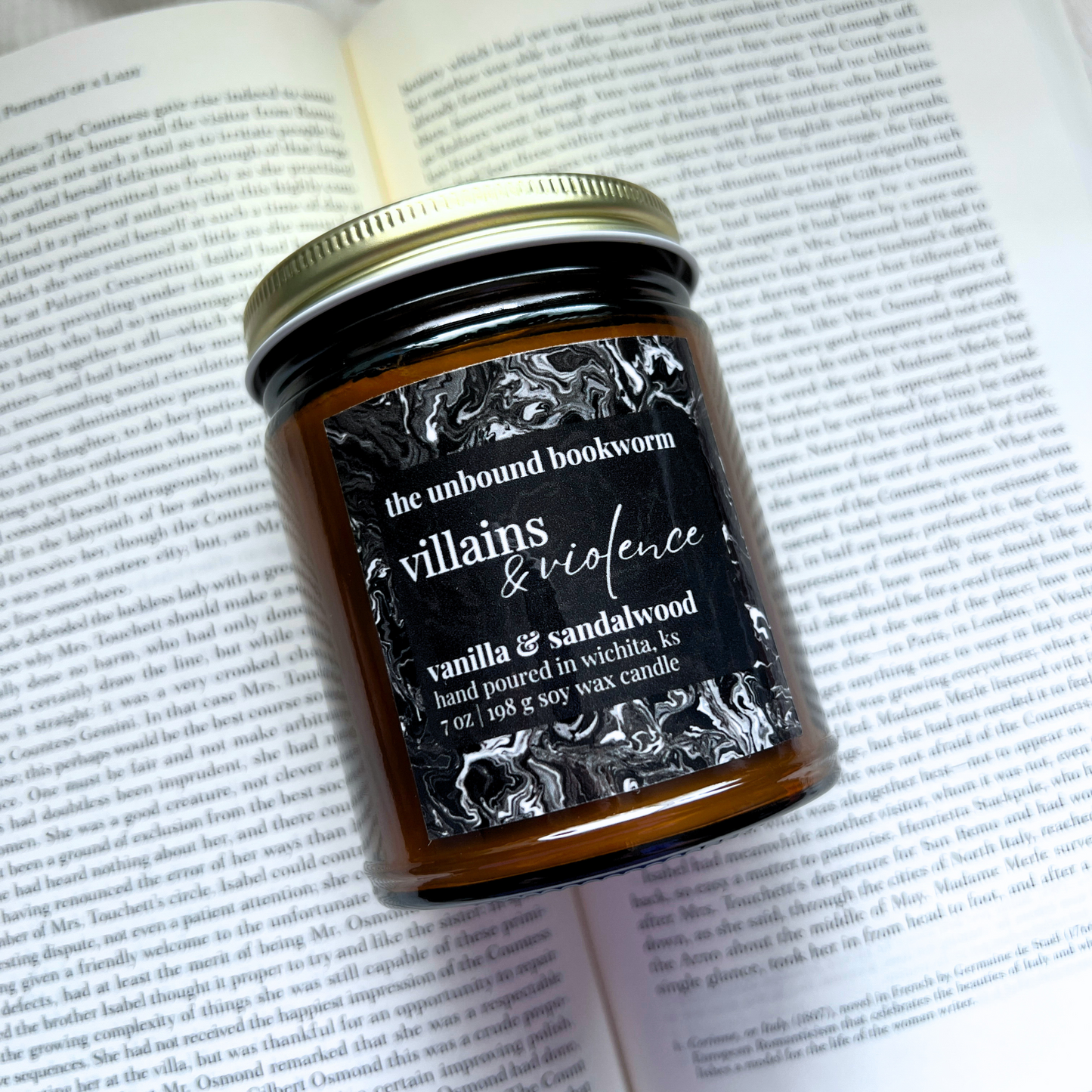 Villains & Violence Book Candle | 7 oz Soy Candle
