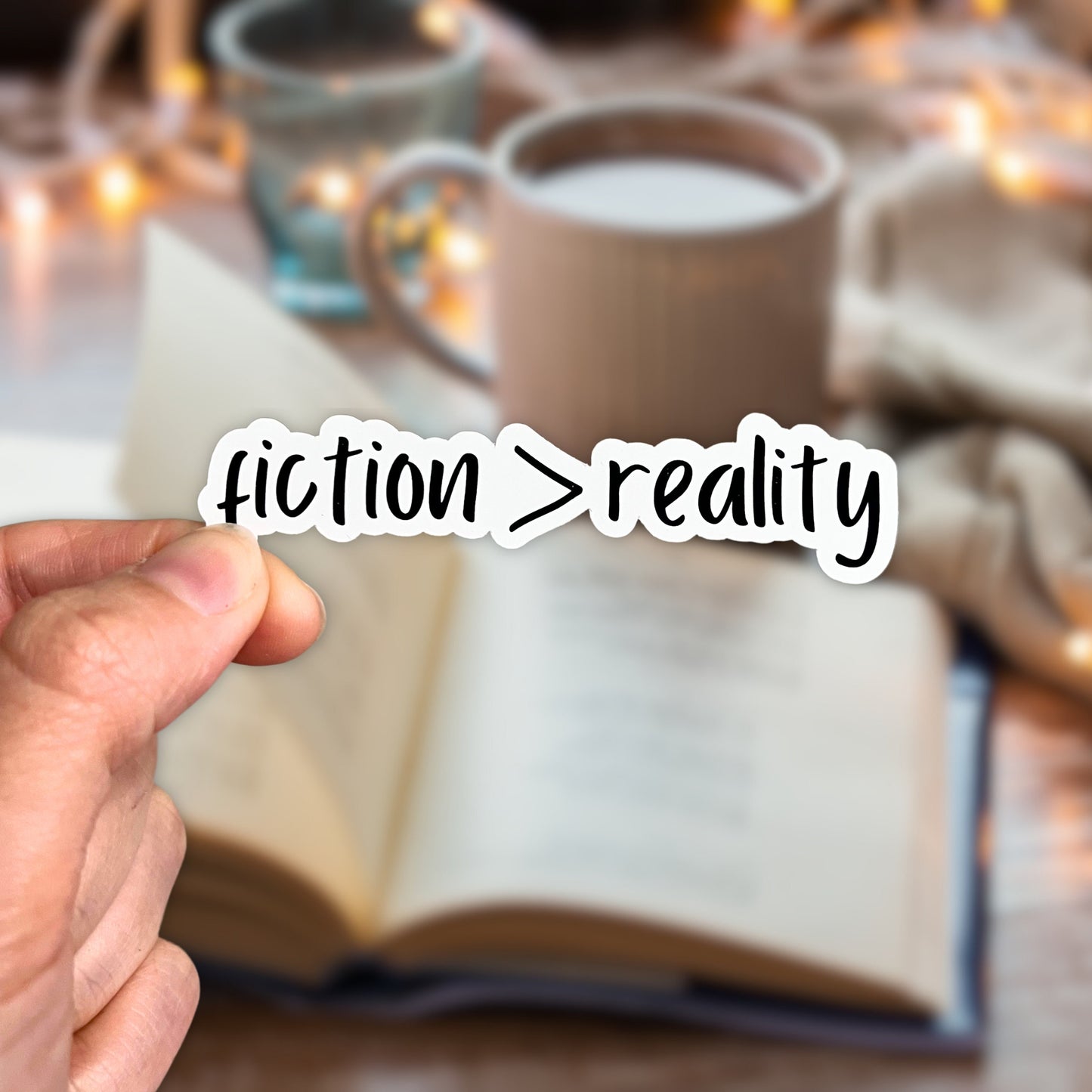 Fiction > Reality Sarcastic Bookish Sticker |